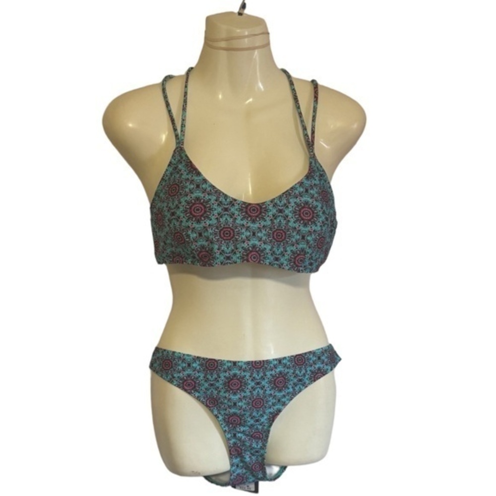 Ripzone Bikini Floral Geometric Print Top Size Large Bottom Size XL